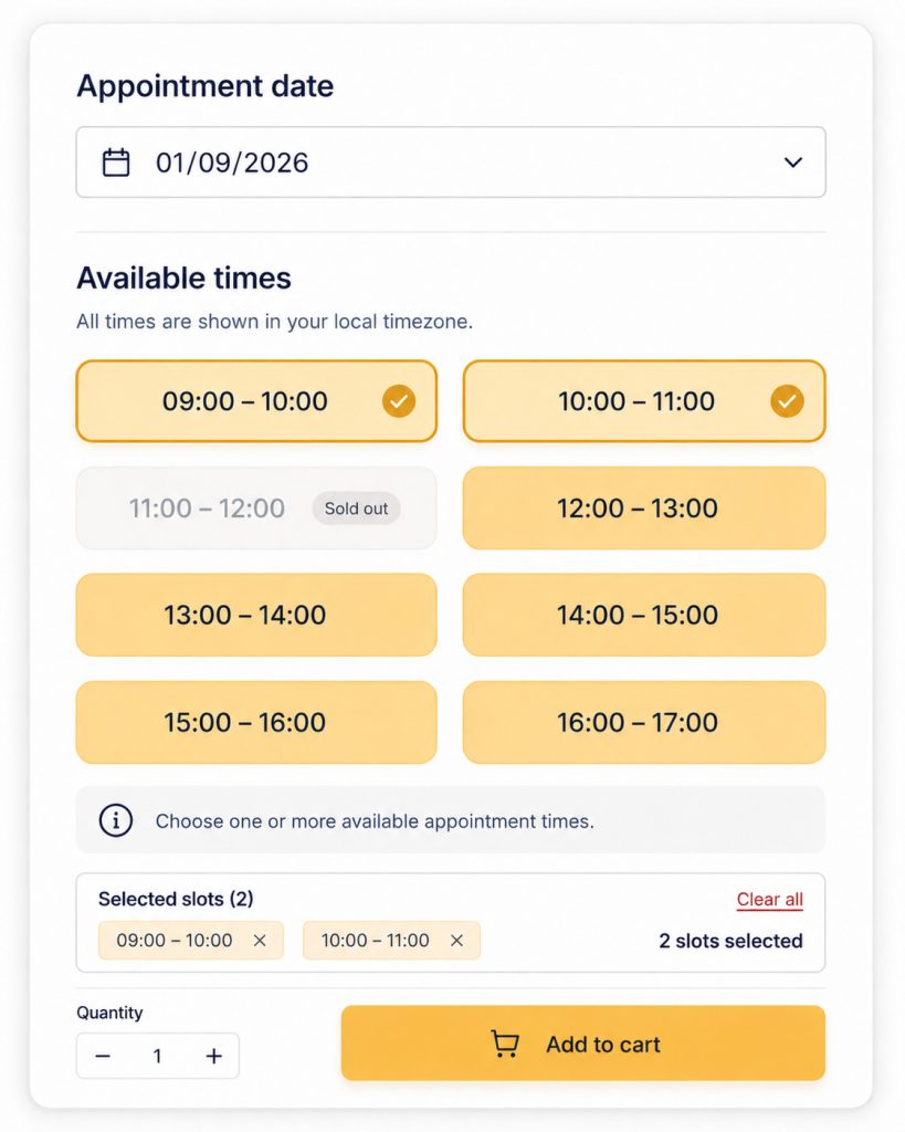 multiple slots selection in frontend